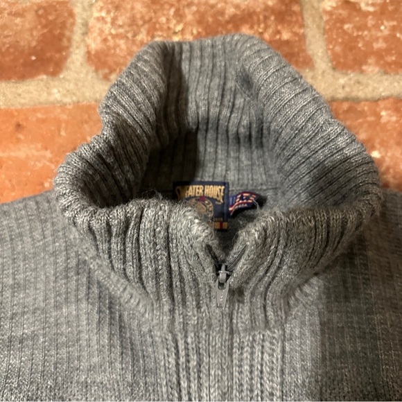 Vintage Turtleneck Sweater House Full Zip Sweater Charcoal Mens M Made In USA - Picture 5 of 16